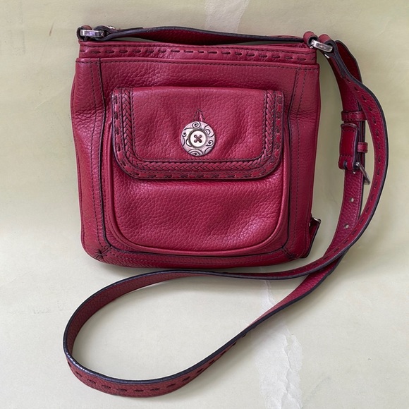 Vintage burgundy/silver Brighton pebbled leather crossbody bag - Picture 3 of 16